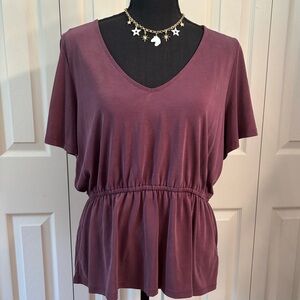 Lucky Brand V-Neck Purple Blouse